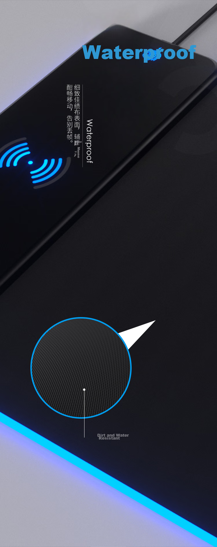 Aigo Mouse Pad Large Size, Magic Carpet G001, 15W Wireless Fast Charging, Rechargeable, RGB Lighting, Gaming Desk Mat 10