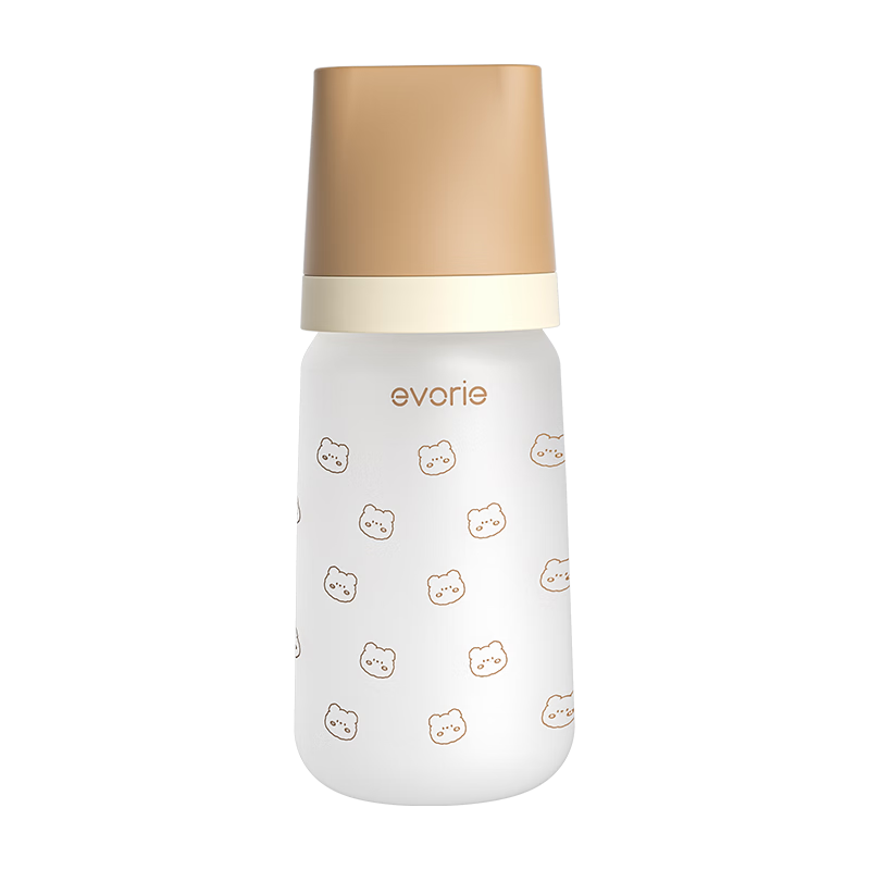 Evorie Newborn Glass Baby Bottle with Wide Neck for Infants, 240ml (6-12 Months+)