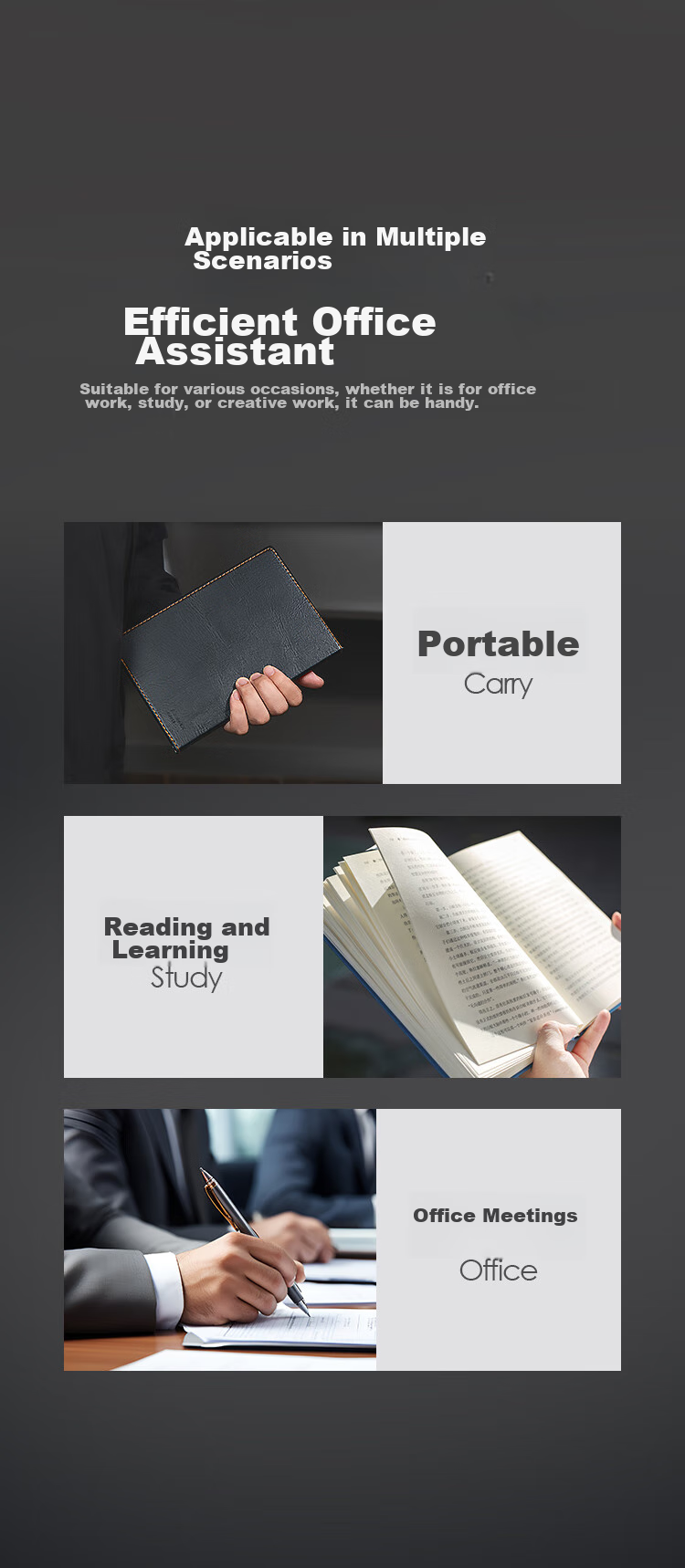 COMIX [Office Essential] Business Soft Leather Notebook A5/25K/74 Sheets Journal/Diary/Meeting Record Book Stationery Black C4612 8