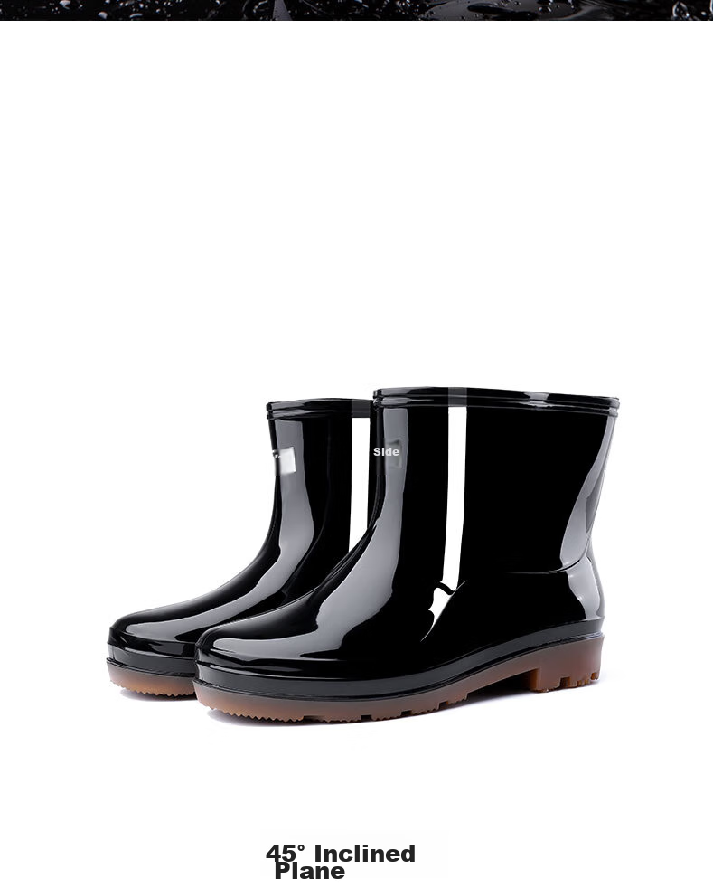 Huili Men's Stylish Rain Boots, Outdoor Kitchen Waterproof Non-Slip Wear-Resistant HL5575 Black Size 44 14