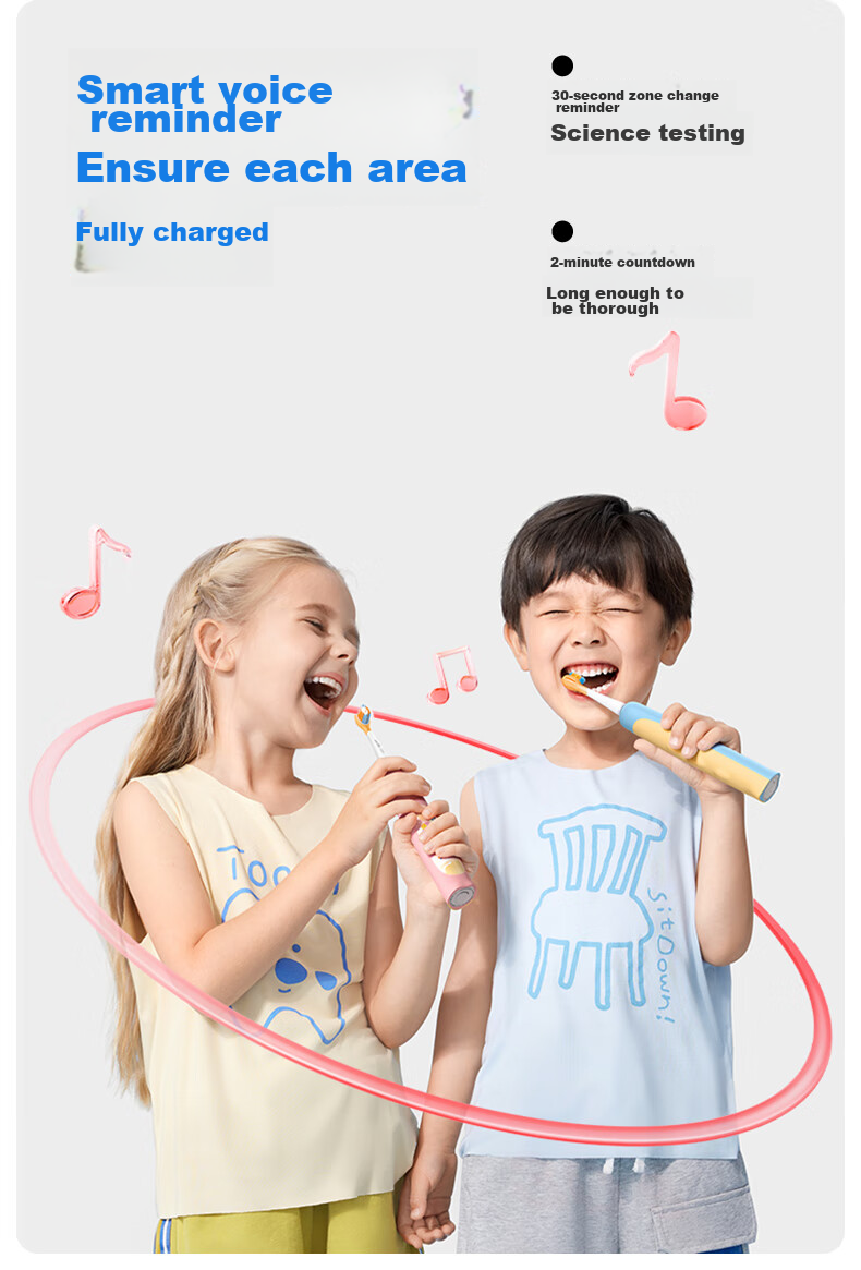 Usmile Children's Electric Toothbrush with Sonic Vibration, 120-Day Battery Life, A10 Phantom Blue, for Ages 3-12, Birthday Gift, Children's Present 10