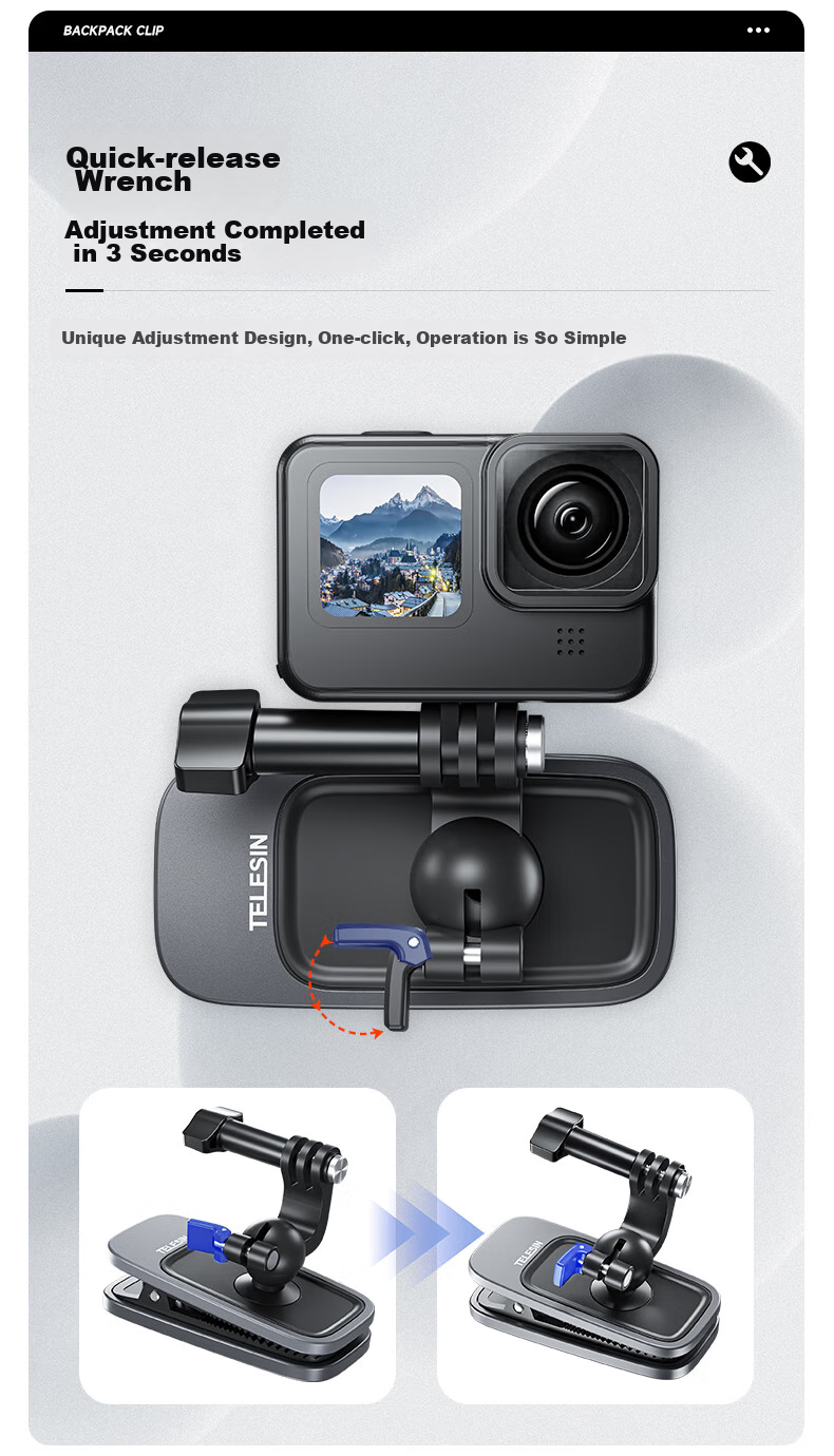 TELESIN Compatible Quick-Release Mount for DJI Action 5 Pro, Osmo 360 Shoulder Strap, Insta360 AcePro 2 X5 Chest Mount 5