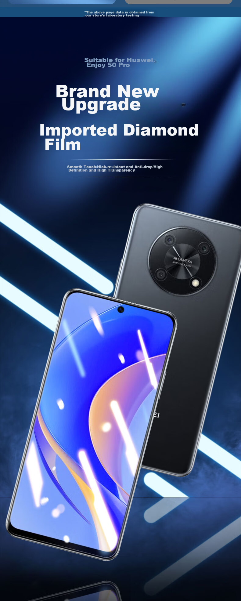 KOOLIFE Tempered Glass Screen Protector for Huawei Enjoy 50 Pro, Full Coverage Ultra-Thin HD Film for Huawei Enjoy 50 Pro Phone, Shatterproof Anti-Fingerprint Protective Film 3