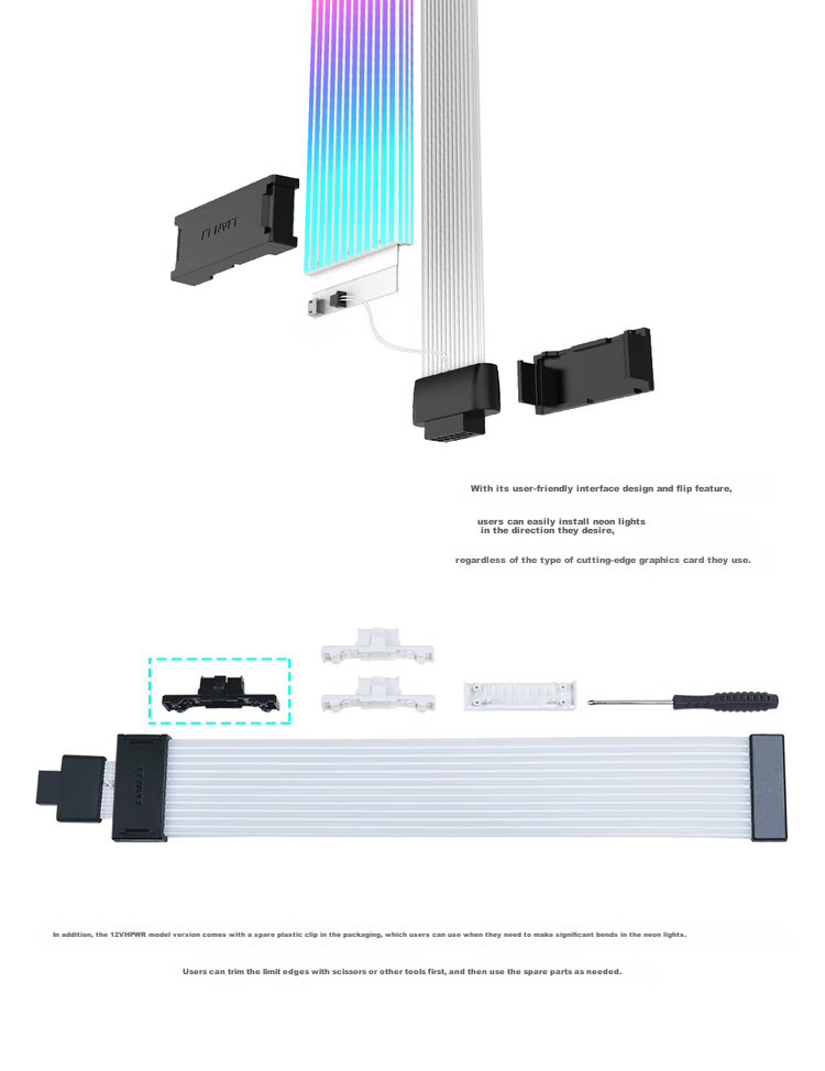 LIANLI Strimer Yicai Nici Xian Fourth Generation Wireless Version, Graphics Card Extension Cable 12+4-Pin Standard Version, Power Extension Cable, RGB Cable 9