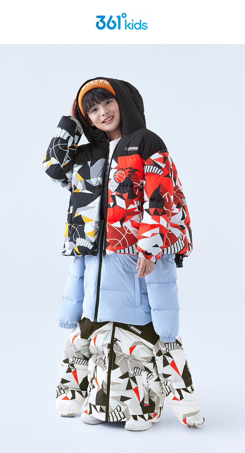 361° Kids Down Jacket 2025 Winter Boys Hooded Thickened Windproof Warm Coat Black 140 11