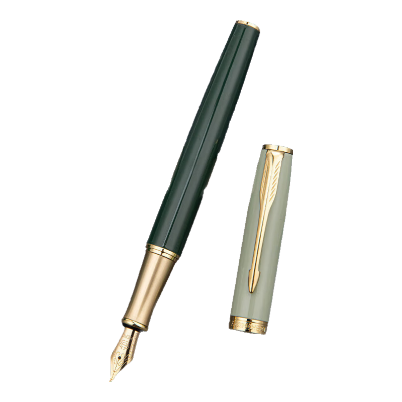 HERO Fountain Pen E609 Artistic Bent Nib Iridium Gold Daily Writing Calligraphy Practice Pen for Third Grade Elementary And Middle School Students, Boys And Girls, Ink Pen, Twilight Green, Simple Packaging, M Artistic Nib