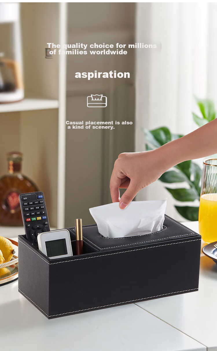 Youjialiangpin Tissue Box, Living Room Napkin Holder, Desktop Storage, Paper Towel Dispenser, Office Business Magnetic Leather Cover 3