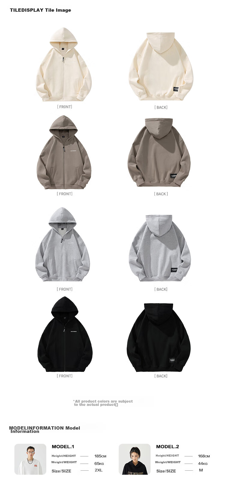 GOLFCROSS Couple's Sweatshirt, Spring And Autumn Letter Embroidery, Loose Hooded Cardigan Jacket, Gray, S 5