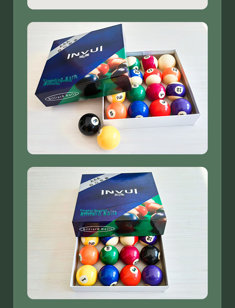 INVUI Pool Ball, Black 8 Billiard Ball, Chinese Style Ball, Large Size Ball, 16 Color Crystal Ball, American Pool Table Accessory, 57.2mm 7