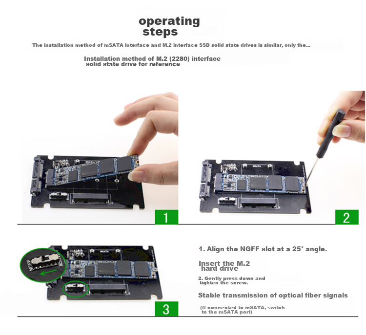 LinkStone M.2 NGFF/mSATA to SATA Hard Drive Adapter Board, Laptop Internal 2.5-Inch SATA SSD Hard Drive Enclosure Expansion Card E620 13