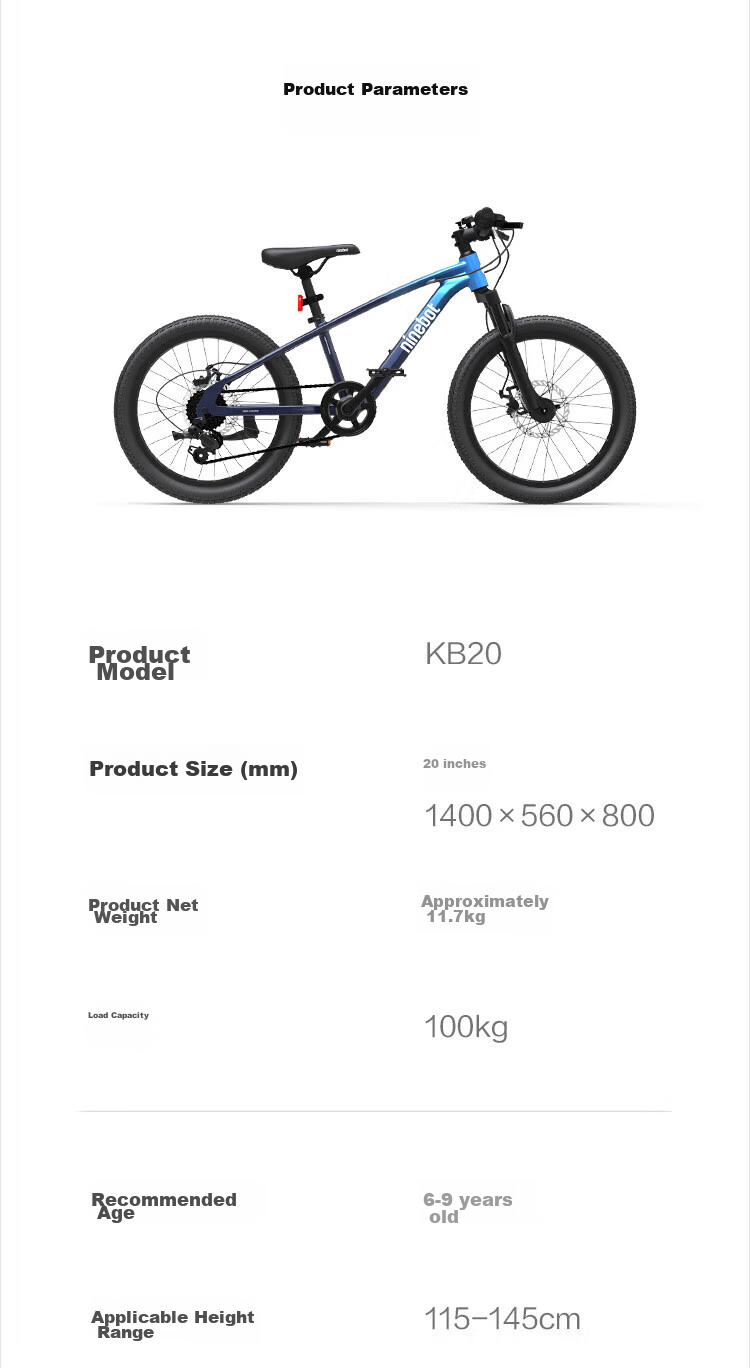 Ninebot Bicycle Aluminum Alloy All-Terrain Blue 20-Inch Suitable for Height 115-145cm 19