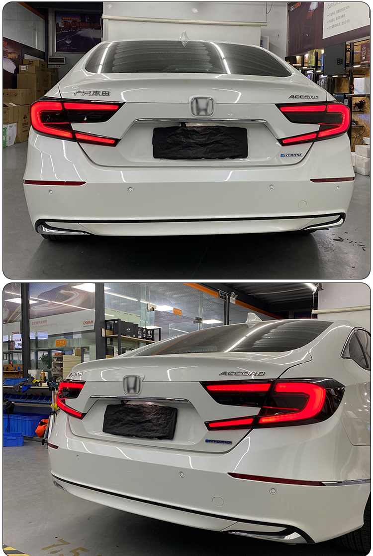 适用于本田十代雅阁尾灯总成改装十代半款led流光转向熏黑老改新十代