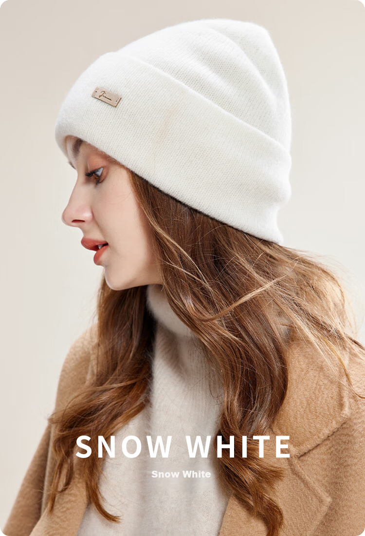 JIUMU Pure Wool Warm Knit Hat, Autumn And Winter Knitted Cap, Cold Hat, Winter Hat, Maternity Hat, Outdoor Cold-Proof Hat for Women in Winter 10