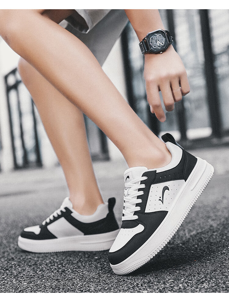 Guirenniao Women's Sneakers New Couple Casual Shoes Thick Sole Sports Shoes White/Black Size 38 4