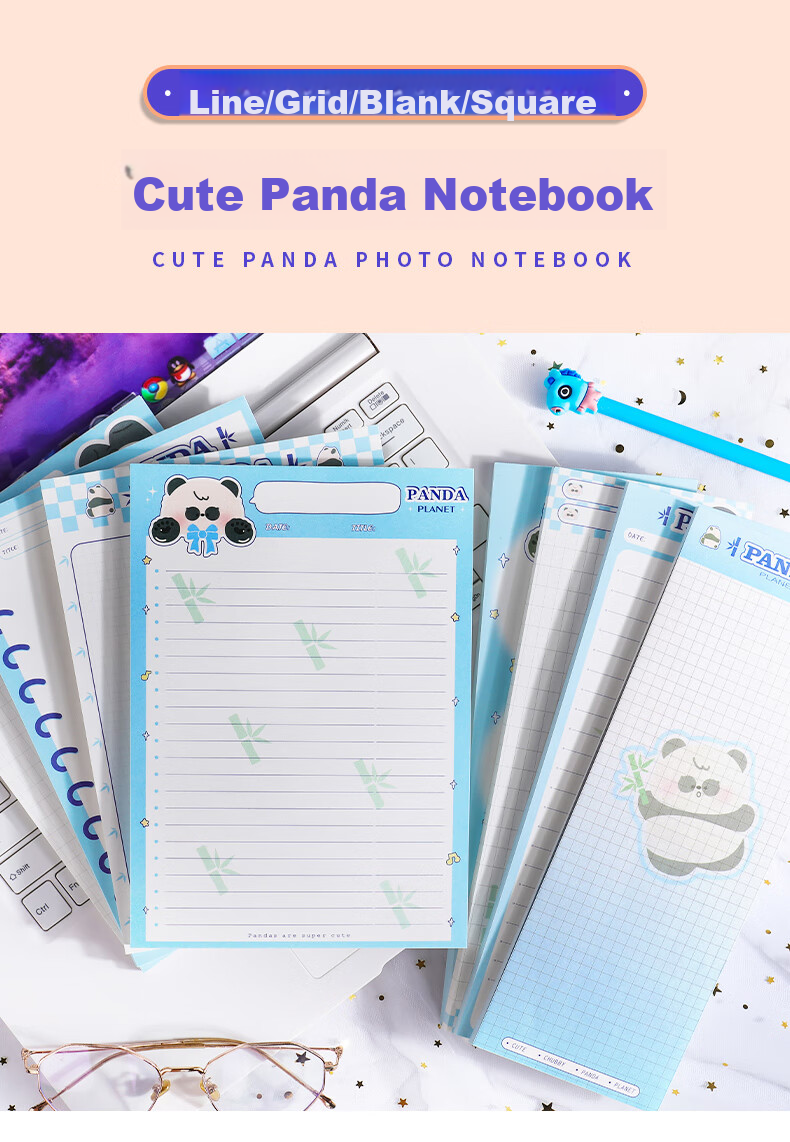 DiLe B5 Grid Notebook Paper, Lined Notepad for Students' Chinese Practice, Long Strip Memo Pad, Tear-Off Notebook, 50 Sheets/Book, BC23-1080 Grid Style 1