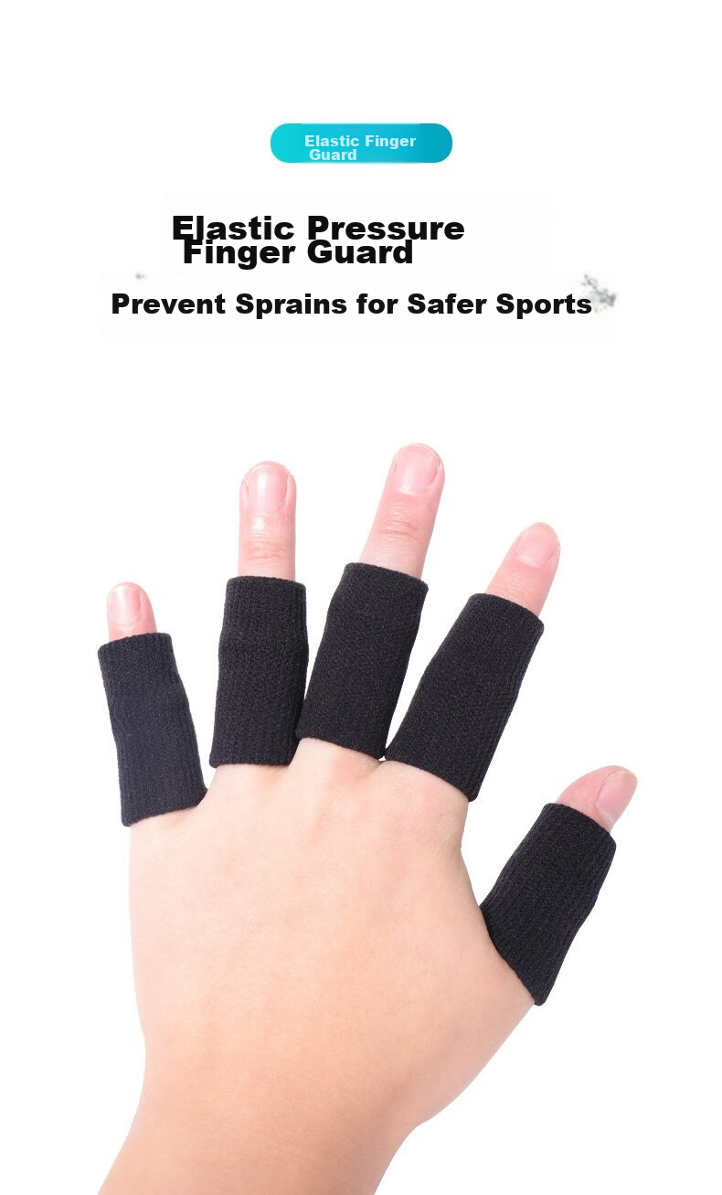 Chidong Basketball Volleyball Finger Joint Protector Anti-Sprain Sports Non-Slip Elastic Bandage Finger Sleeve Black 10-Pack 7