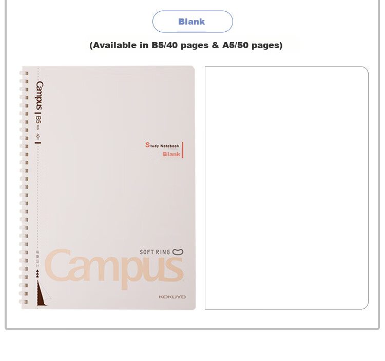 KOKUYO Campus Student Soft Spiral Notebook, A5 Size, 50 Pages, Blank, 1 Book, WCN-CSR3518 5