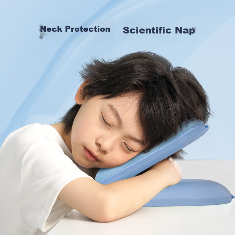 AiSleep Nap Pillow, Student Siesta Pillow, Face-Down Pillow, Children's Face-Down Sleeping Pillow, Foldable, Neck-Friendly Design, Sky Blue
