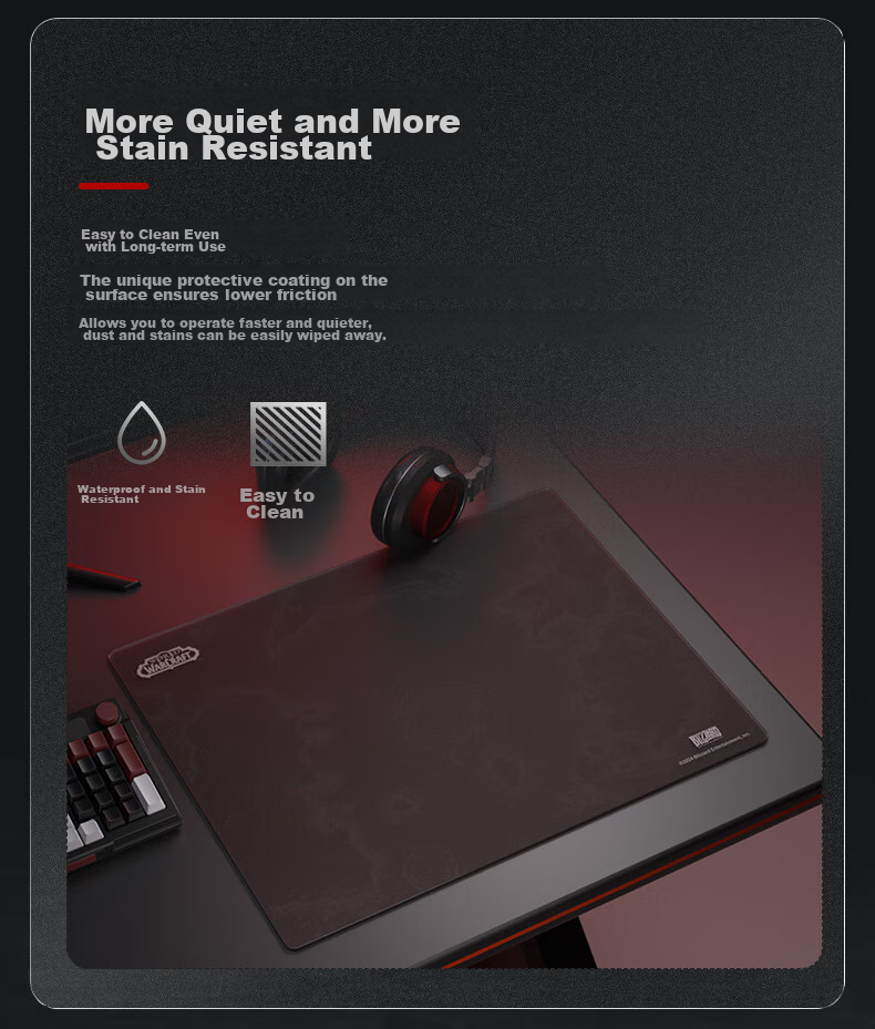 BLIZZARD Official World of Warcraft (WOW) Genuine Photovoltaic Tempered Glass Mouse Pad, FPS E-Sports Gaming Glass Mouse Pad - Azeroth Black Editio 5