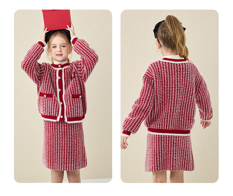 DISNEY Children's Girls' Outfit Set, Dress with Thick Sweater, Red New Year's Outfit, Winter 2023 DB331TE16, Bright Red, Size 110 20