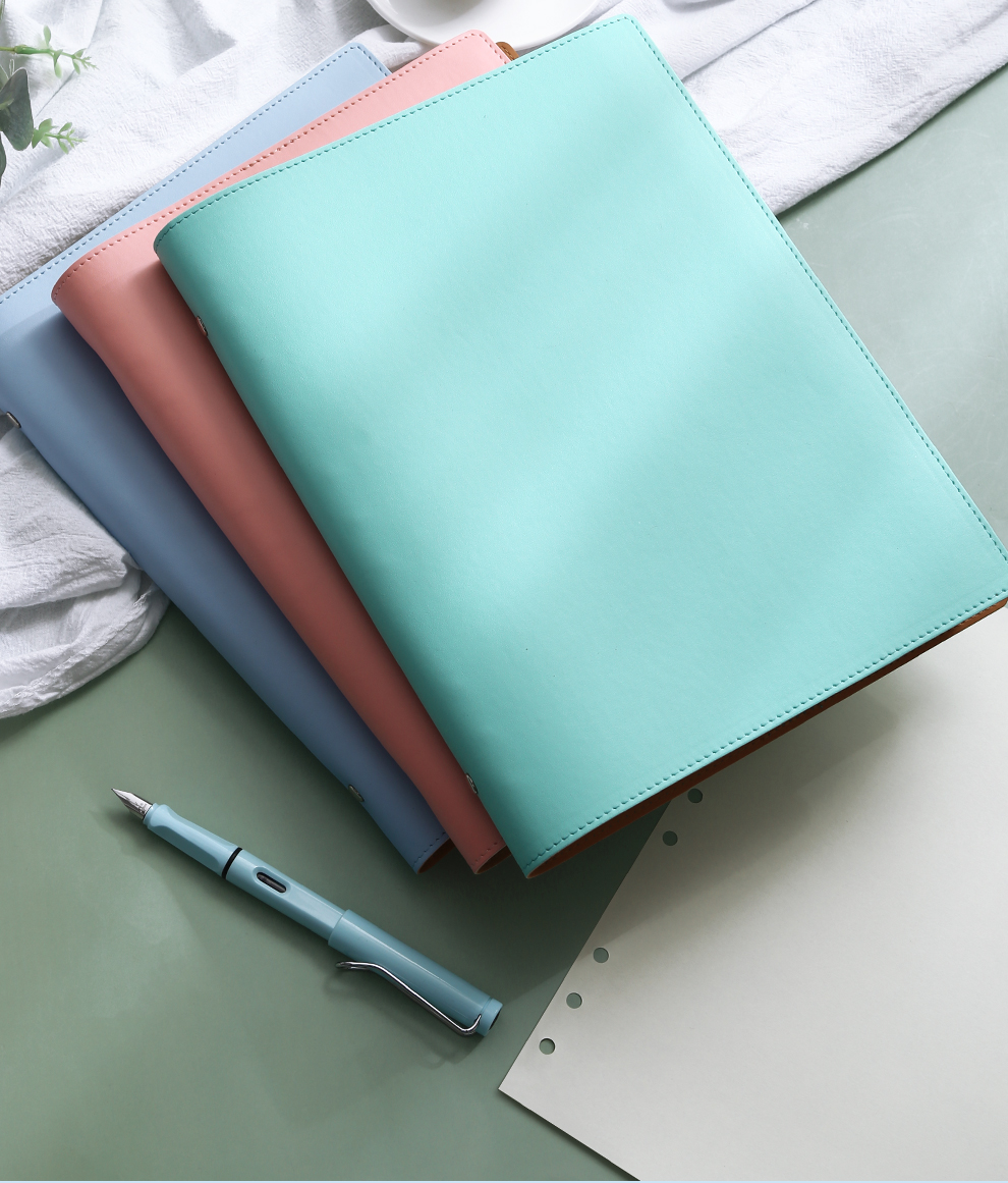 Faramon A4 Soft Cover Loose-Leaf Notebook, Blank Notepad, Simple Detachable Ring-Bound Loose-Leaf Notebook, Thickened College Student Journal, A4 Cherry Blossom Pink 2