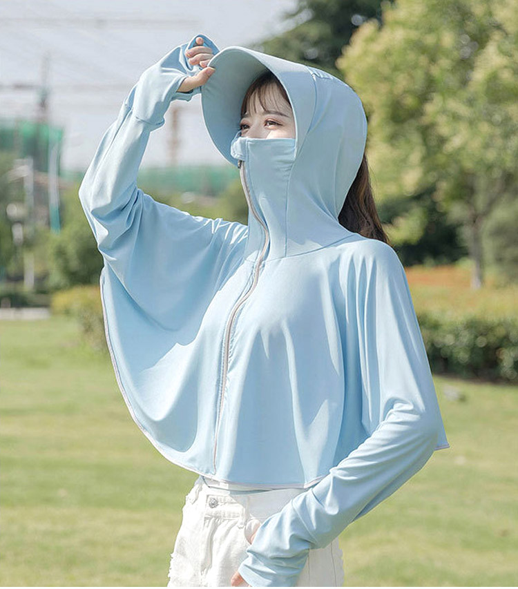 GLO-STORY Sun Protection Clothing for Women, Long-Sleeve Hooded UV-Resistant Jacket, Outdoor Anti-UV Shawl, WST114059 1