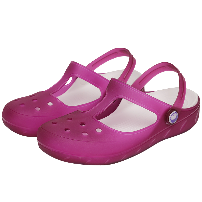 Huameijianbu Women's Perforated Shoes, Non-Slip Closed-Toe Sandals, Beach Shoes, Soft Jelly Shoes, HM2136, Light Purple, Size 38