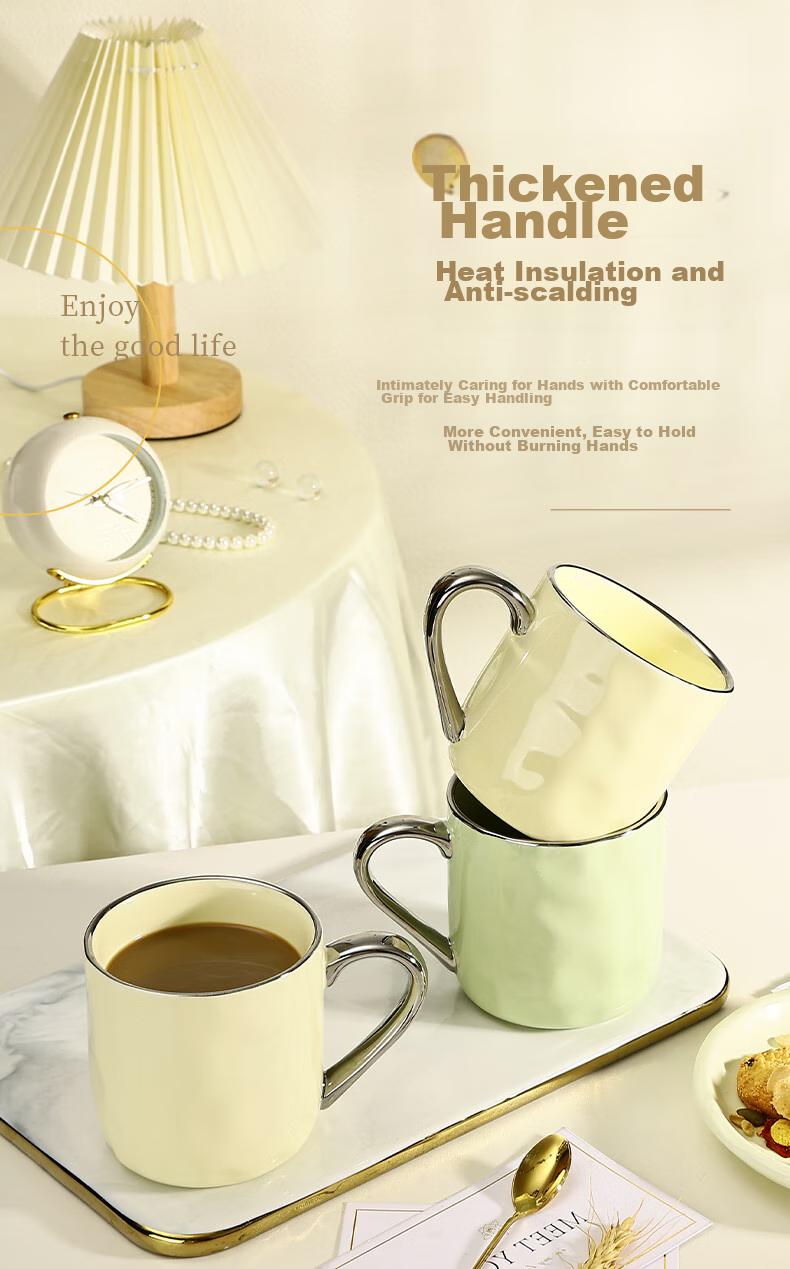 CAIZHI Mug Ceramic Cup for Home Use, Student Tea Infuser Cup, Office Coffee Cup Cream Yellow CZ6787 4