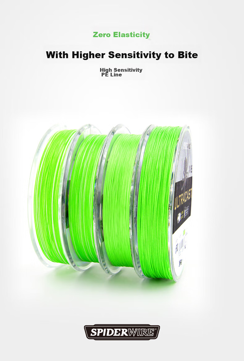 SPIDER WIRE Super PE Fishing Line, 8-Strand Long-Casting Main Line, Power Braid Fishing Line, Size 1.2, 150 Meters, Fluorescent Gree 6
