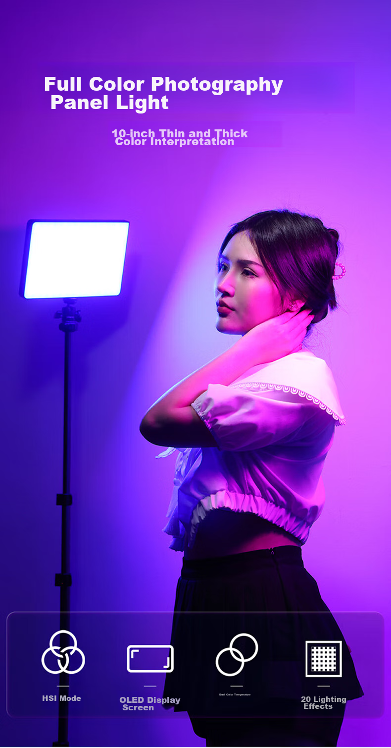 Ulanzi LT003 Full-Color RGB Panel Light for Live Streaming, Photography, Desktop Dual-Temperature Lighting, DSLR Hot Shoe Accessory, Indoor Photography Light for Selfies And Studio Use 1