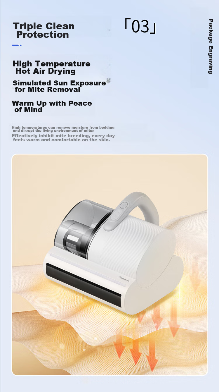 Panasonic [Cleaning Wonder] Ultrasonic Mite Remover, Bed Vacuum Cleaner for Home Use, High Suction Power, UV Sterilization, Hot Air Dehumidification, Dual Roller Brushes, Dual Beating Blades, Dual Cups MC-DC21P 13