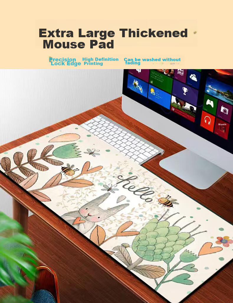 Juyingfeng Mouse Pad, Gaming And Office Keyboard Pad, Portable Desk Mat, Medium-Sized Computer Desk Mat, Student Dormitory Precision Lock Edge Desk Mat, 80*30cm, TU-Pink Gold 1