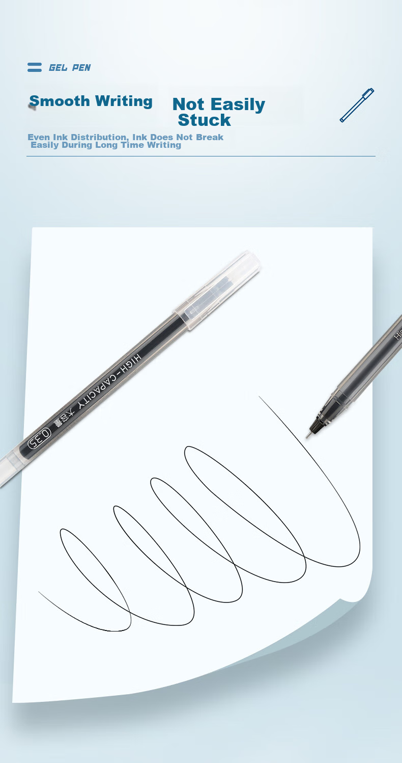 M&G Stationery, Pull-Off Cap Gel Pen 0.5mm Student Black Pen Signing Pen Business Full Needle Tube Large Capacity Ink Pen Office Supplies, Black, 12 Pens/box, Exam 4