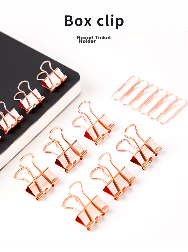 Fizz Metal Clip Set Combination (16 Pieces of 15mm Long Tail Clips + 8 Pieces of 19mm Binder Clips + 50 Pieces of 28mm Paper Clips) / Desktop Office Supplies FZ216006 1