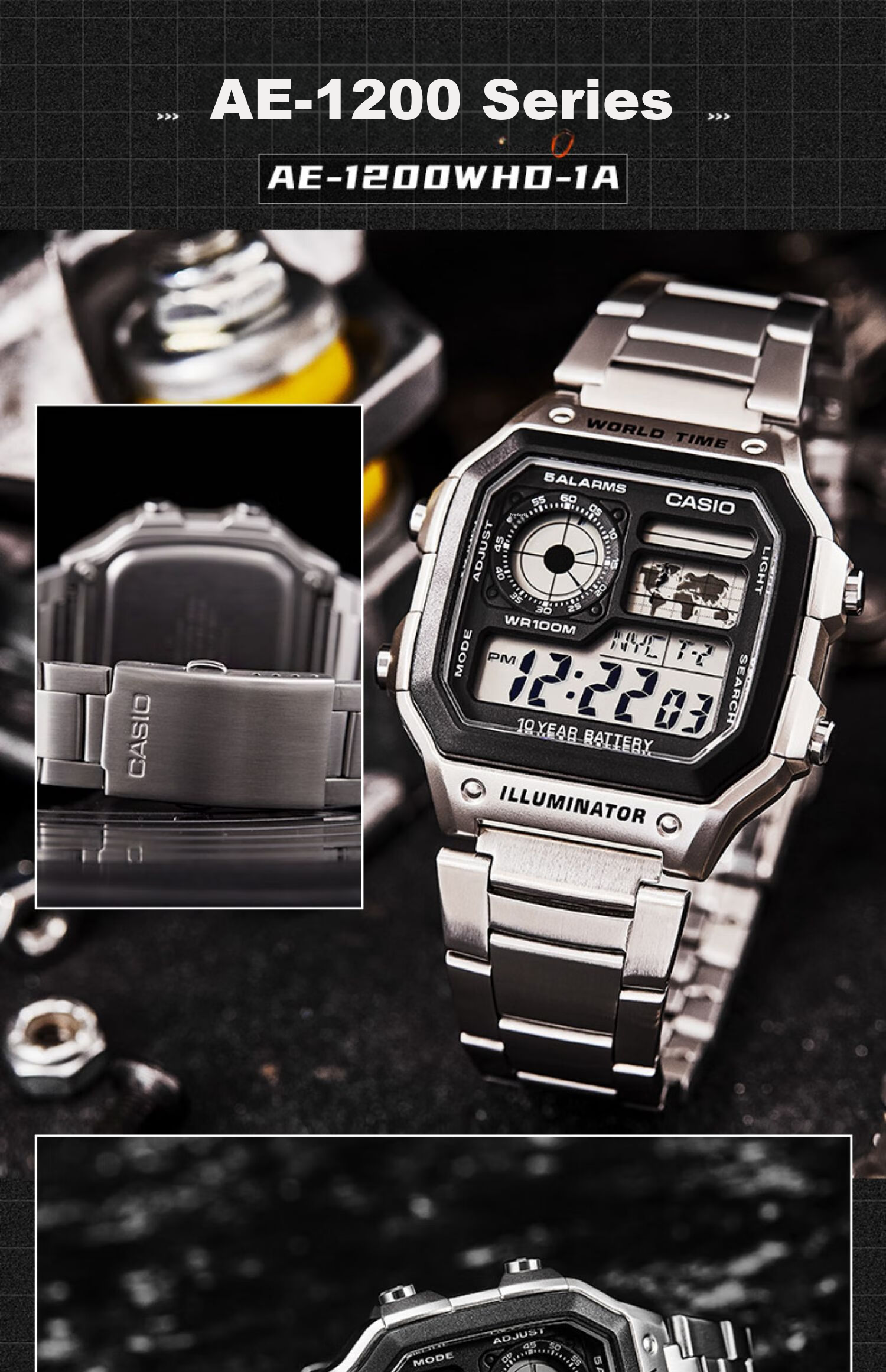 Casio Watch, Men's Retro Small Square Waterproof Sports Digital Watch for Students And Both Sexes, Japanese And Korean Gift, AE-1200WH 11