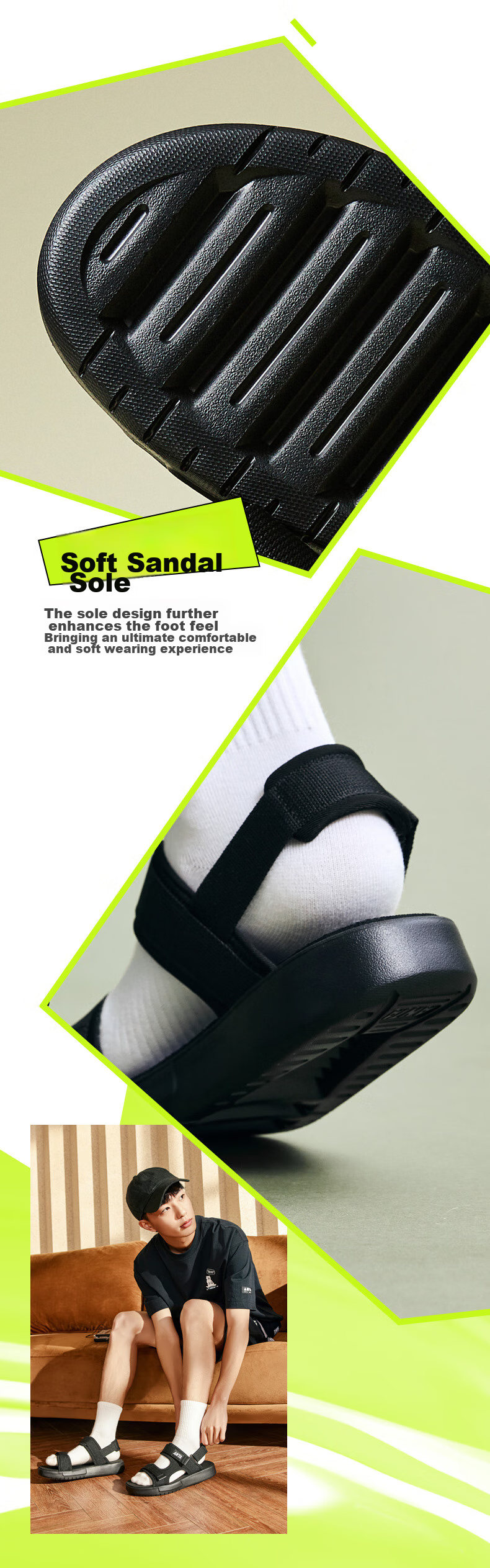 Anta Men's Summer Lightweight Breathable Sandals Soft Sole Casual Sports Beach Slippers 5