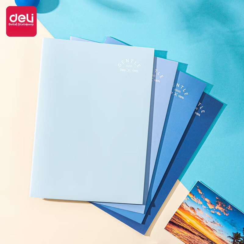 Deli Notebook, Student Diary, Journal, Record Book, Stitched Soft Cover, 4-Pack B5/40 Sheets FB540-4 [Glass Clear 2]