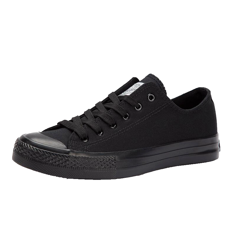 Warrior Canvas Shoes for Men And Women, Low-Top Casual Sneakers with Laces, Versatile Sports Shoes for Students WXY-A007 Black 38