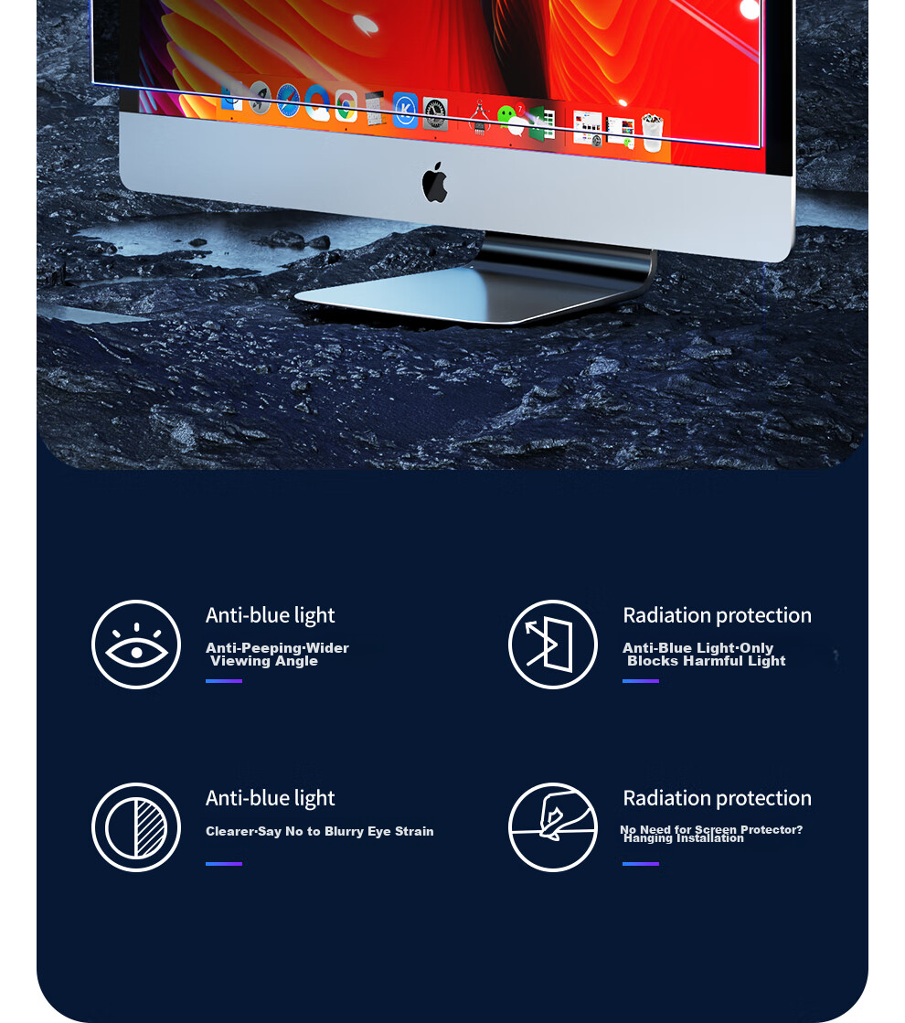 Llano [Anti-Glare Eye Protection], Computer Monitor Laptop Anti-Glare Film, Desktop Anti-Blue Light Anti-Radiation Protective Screen, Acrylic Hanging Universal, 23.6/23.8 Inches, 16:9 3
