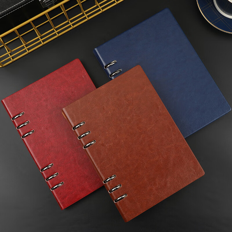 Xutong B5 Brown Loose-Leaf Notebook 100 Sheets/200 Pages 9-Hole Leather Business Office Meeting Notepad Detachable Thickened Diary Customizable Logo for Enterprises 1