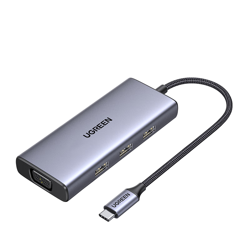 UGREEN Type-C Expansion Dock, USB-C Hub, HDMI/VGA Converter Adapter, Compatible with Apple 16/17 MacBook, IPad, Huawei Laptops, 25037