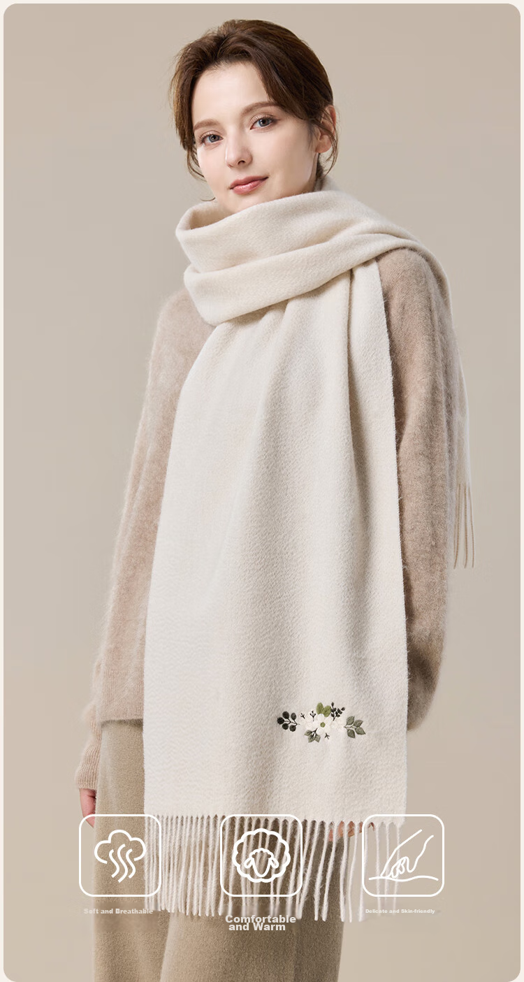 JIUMU Pure Wool Scarf for Women, Autumn And Winter Neck Warmer, Warm Shawl, Gift for Women And Mothers, Mid-Autumn Festival Birthday Gift Box Set 6