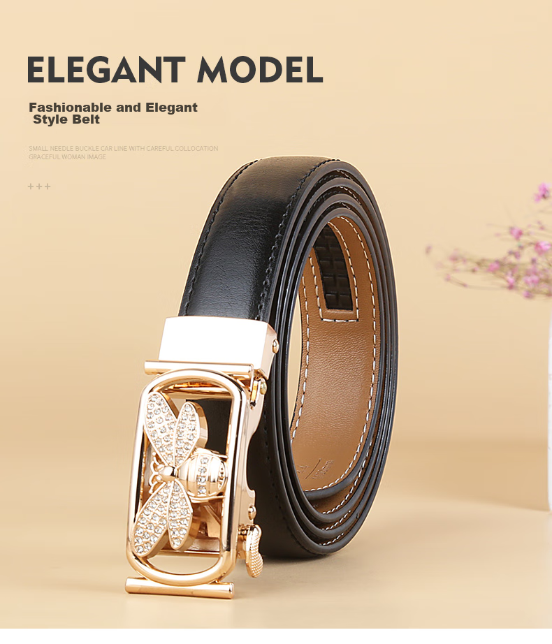TUCANO Women's Leather Belt, Fashionable Versatile Korean Style Practical Ladies' Waistband with Automatic Buckle, No Drilling Required, Birthday And 520 Gift 1
