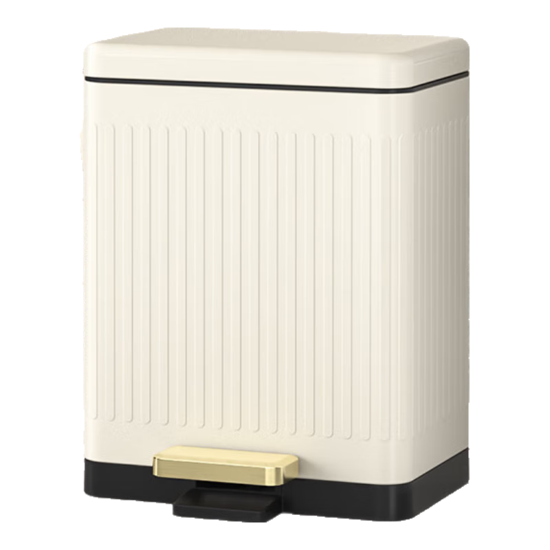 BOBO Stainless Steel Pedal Trash Can, 15L, Cream White, for Kitchen, Living Room, Bathroom, Home Use, Internet-Famous Cream Style, 8874