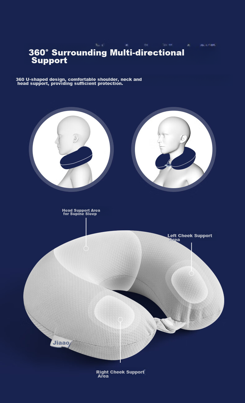 JAGO U-Shaped Pillow, Natural Latex One-Piece Molded Neck Pillow, for Airplane, Car Travel, Office Nap, Cushion Pillow 4