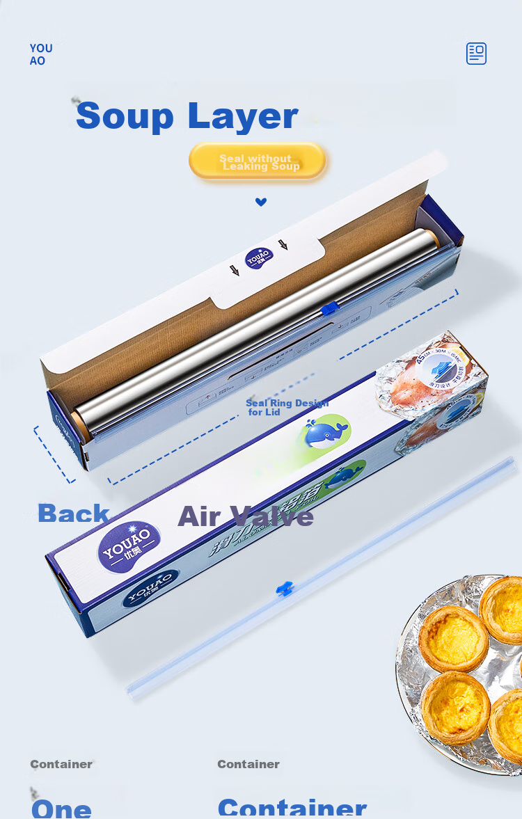 YOUAO Thickened And Widened Aluminum Foil, 45cm*30m*15mic, Sliding Knife Style, Air Fryer Paper, Barbecue Baking, High Temperature Resistant 2