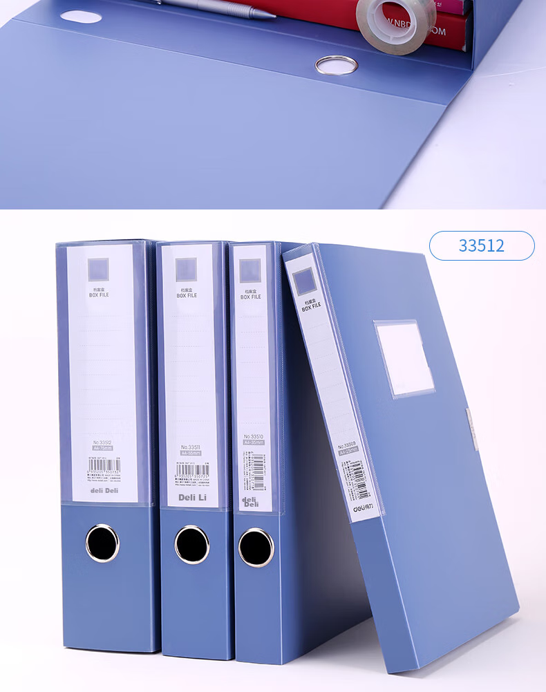 Deli 55mm Single A4 Plastic File Box with Velcro Closure, Document Storage Box for Finance And Accounting, Office Supplies, 33511 Blue 16