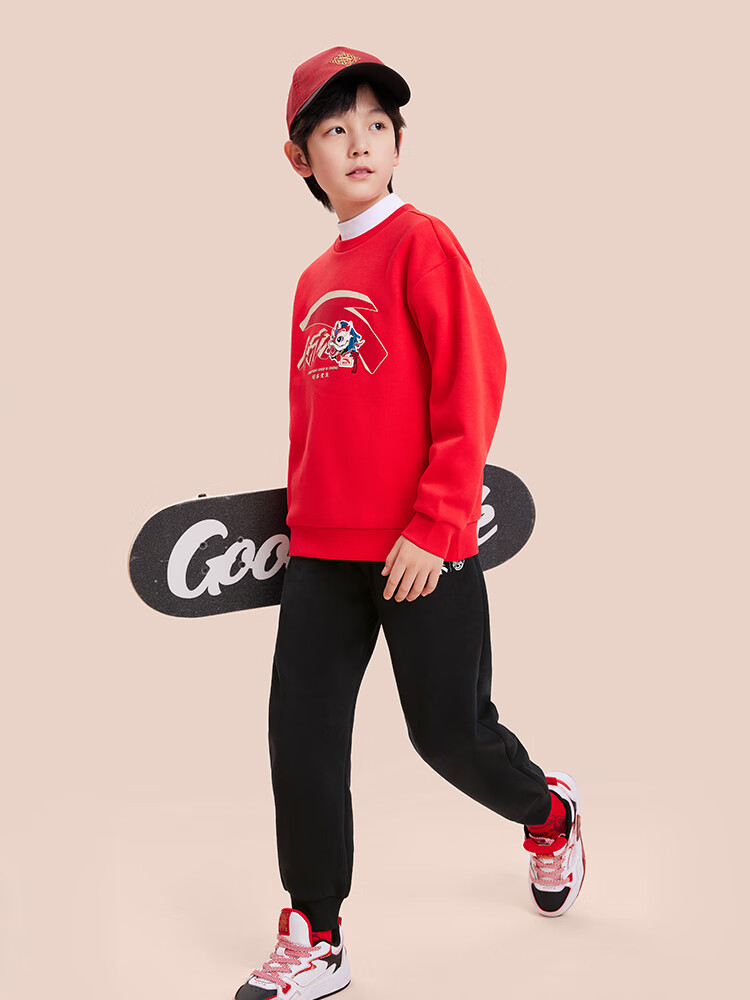 ANTA Children's Outfit Set for Boys And Girls, 2026 Year of The Horse New Year Outfit, Hoodie Two-Piece Set with Fleece Lining A72518715 2
