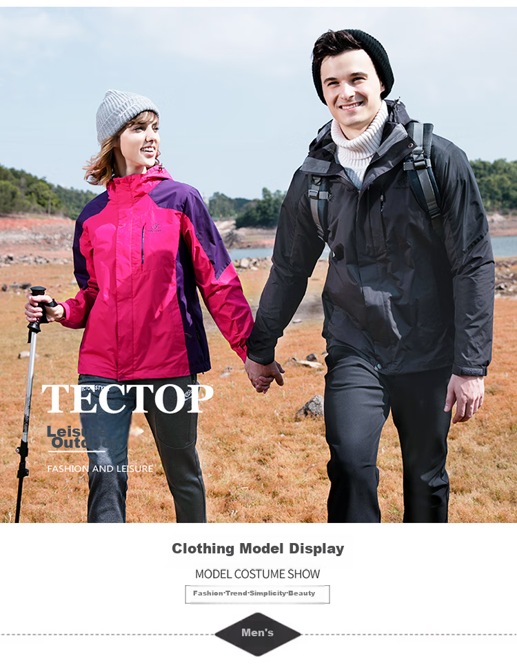 TECTOP 3-in-1 Two-Piece Men's Outdoor Jacket with Fleece Liner for Mountaineering and Skiing, Royal Blue, M 20