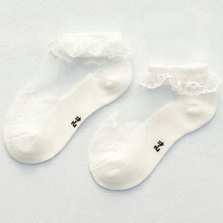 9i9 Children's Summer Thin Crystal Silk Baby Mesh Socks Cotton Lace Student Short Socks 3 Pairs A363 11